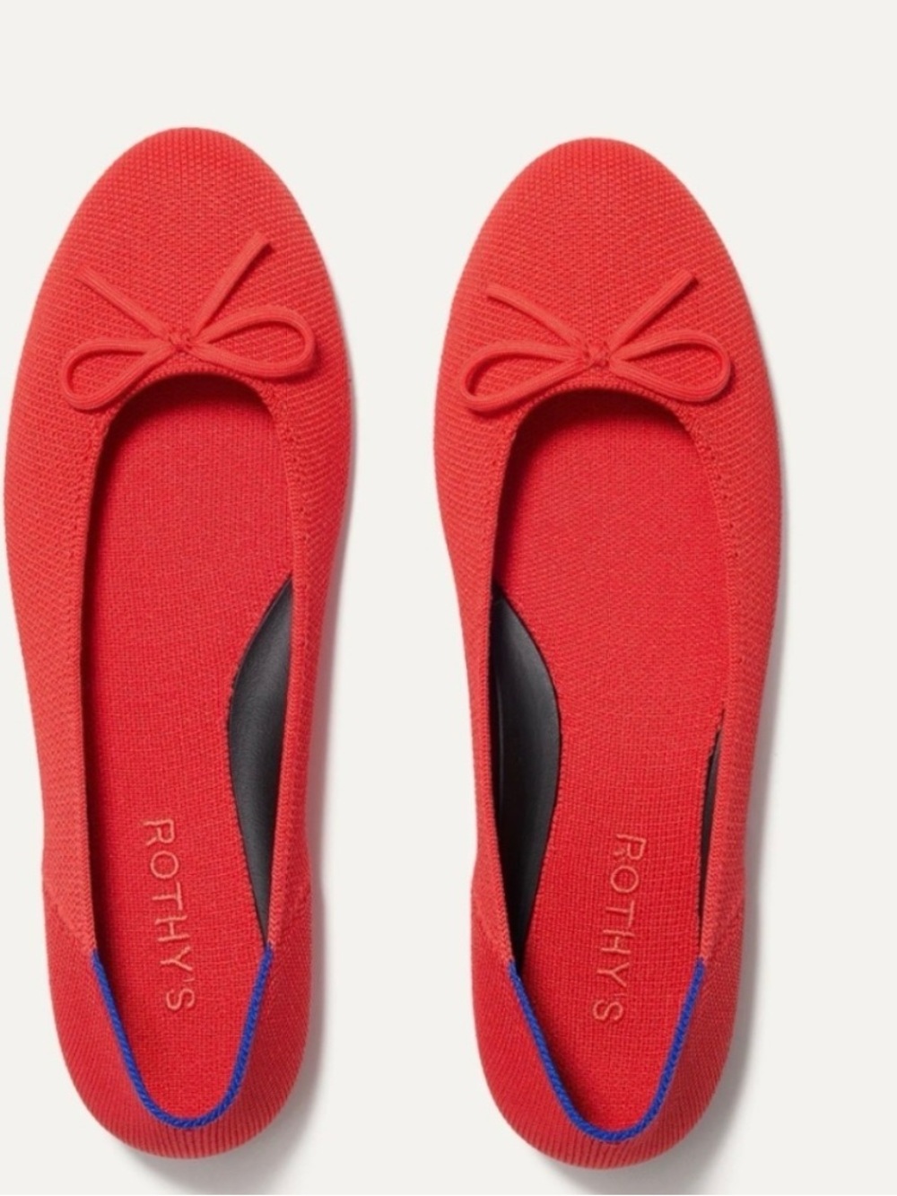 Rothy's Red Knit Ballet Flats with Bow